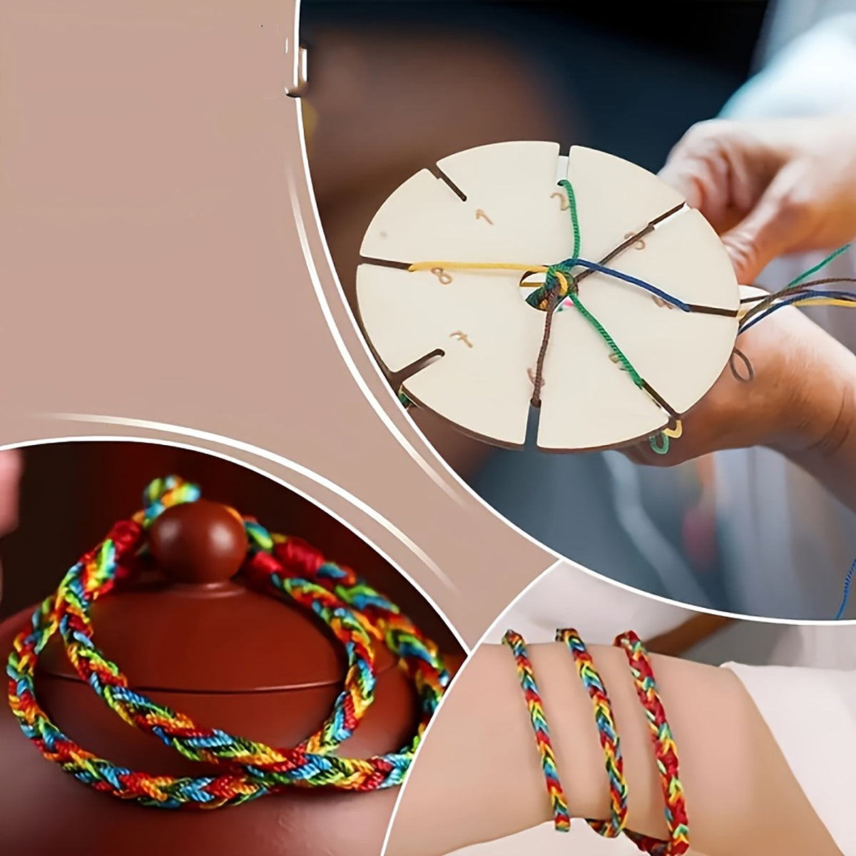 wooden bracelet weaving tool with numbers for easy crafting