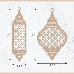 wooden eid mubarak ornament set