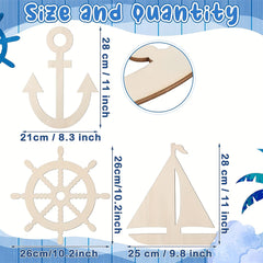 wooden anchor wheel sailboat for painting
