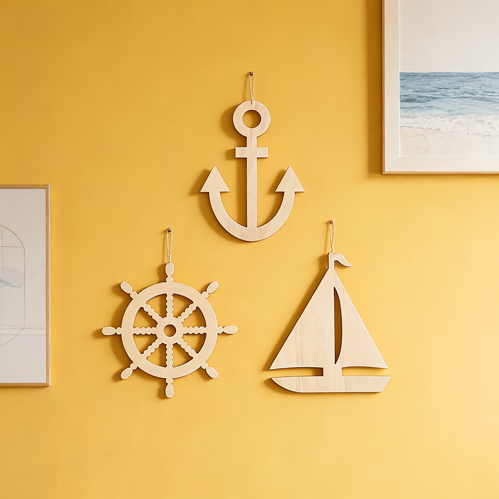 pine mdf ship theme craft base set
