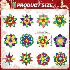 Cliths 36 Pcs Philippine Christmas Tree Ornaments DIY Kit with Wooden Filipino Cutouts Color Pens Paint Your Own Xmas Hanging Decorations Craft Set for Kids Adults
