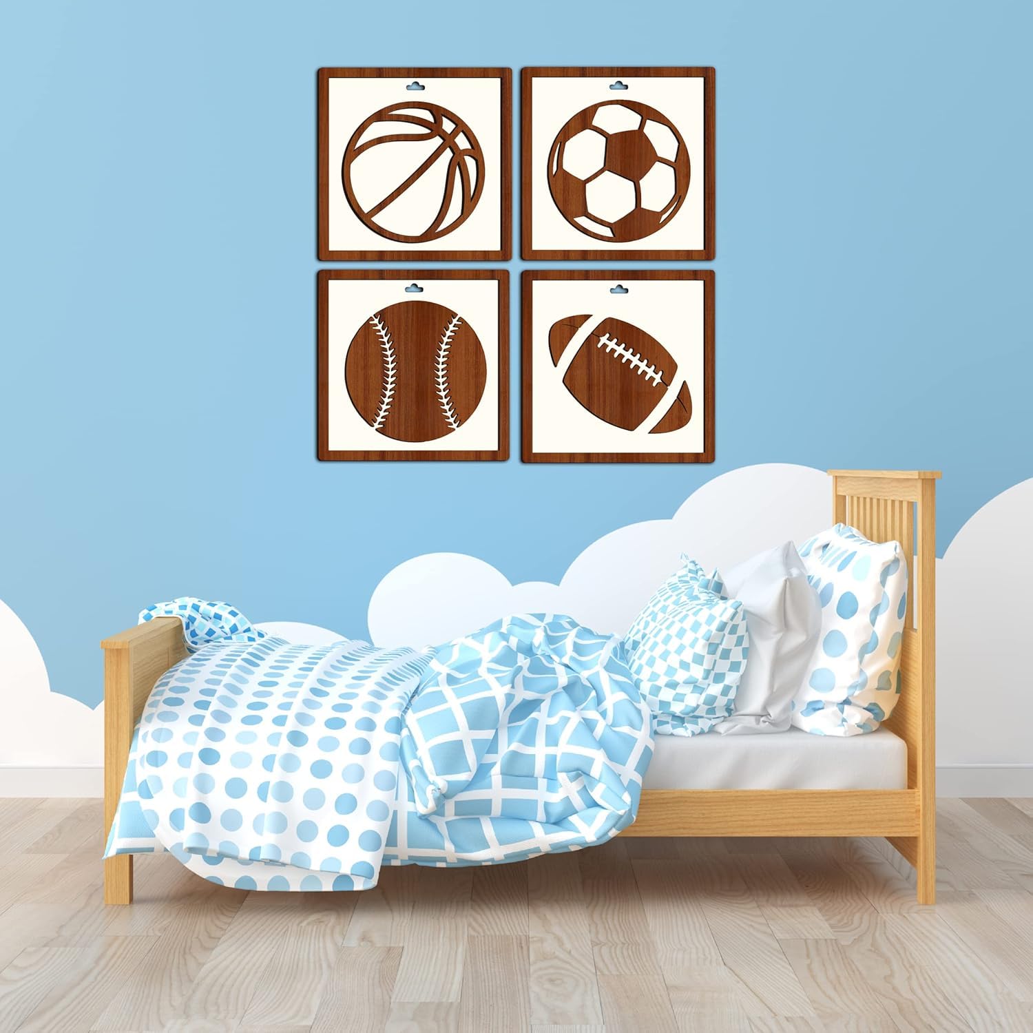 sports balls wall hanging decor set
