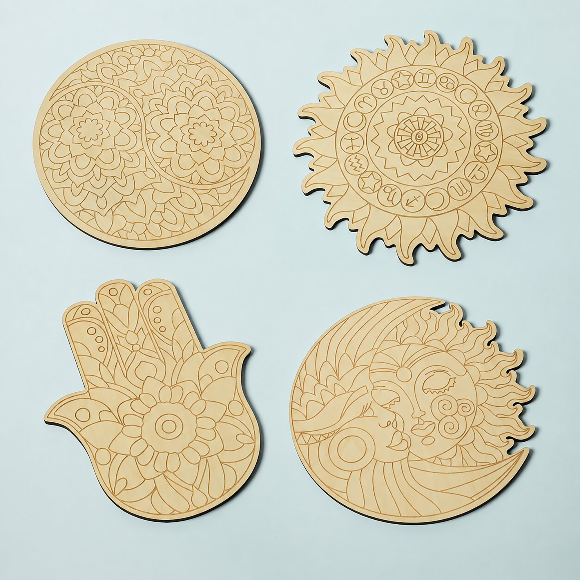 unfinished round wood craft board