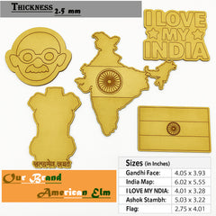 American Elm India Independence Day Craft Kit India Map Gandhi & 4 Patriotic Wooden Cutouts with Paints for Kids DIY Projects