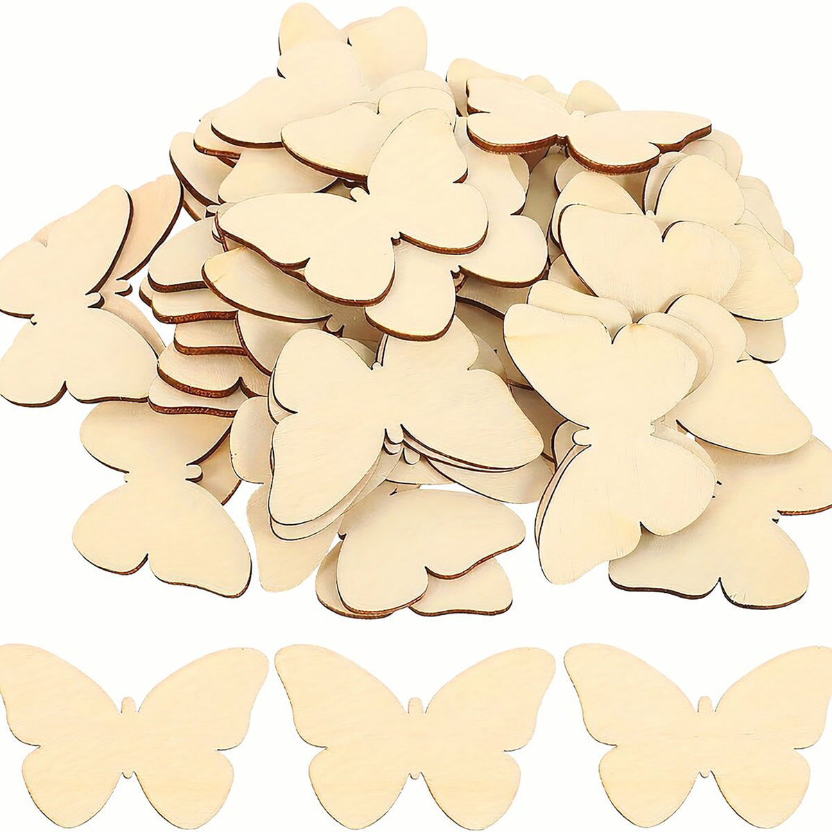 Butterfly Shape Pine MDF DIY Art & Craft Base Wooden Cutouts for Painting & Decoration | Pack of 50 | Cliths
