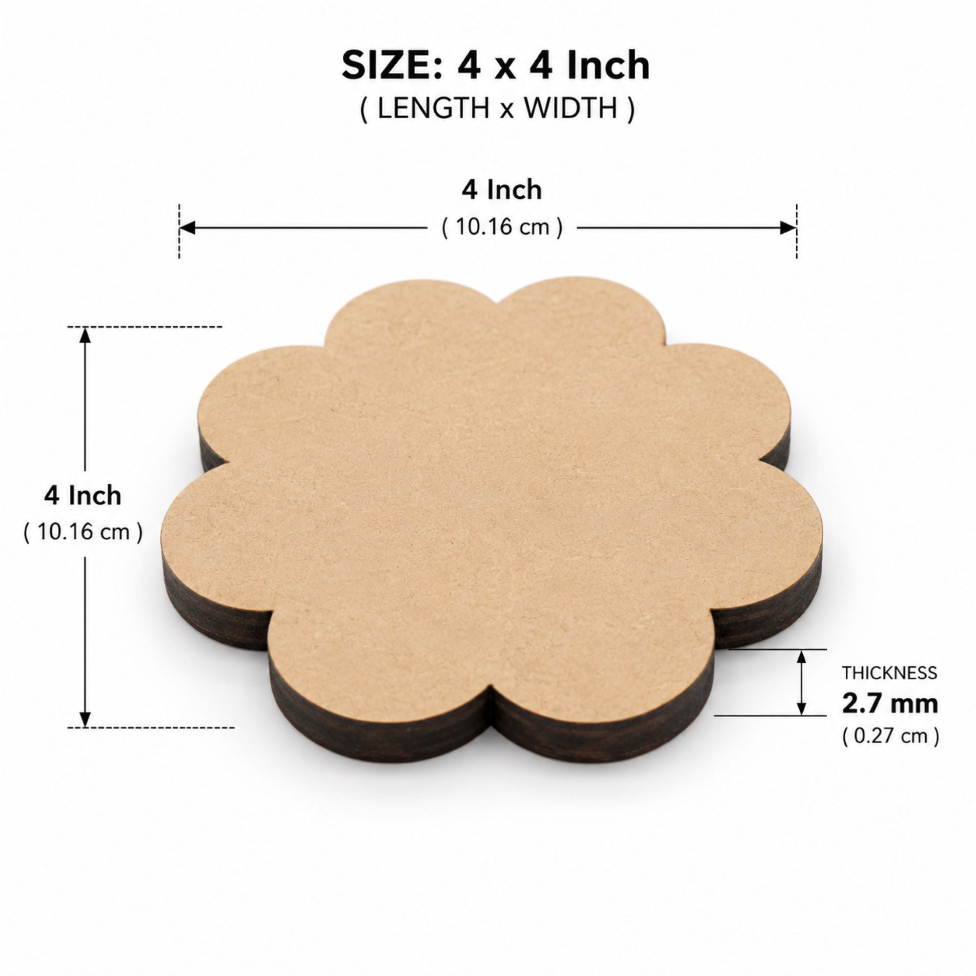 laser cut mdf flower coaster blanks pack of 6