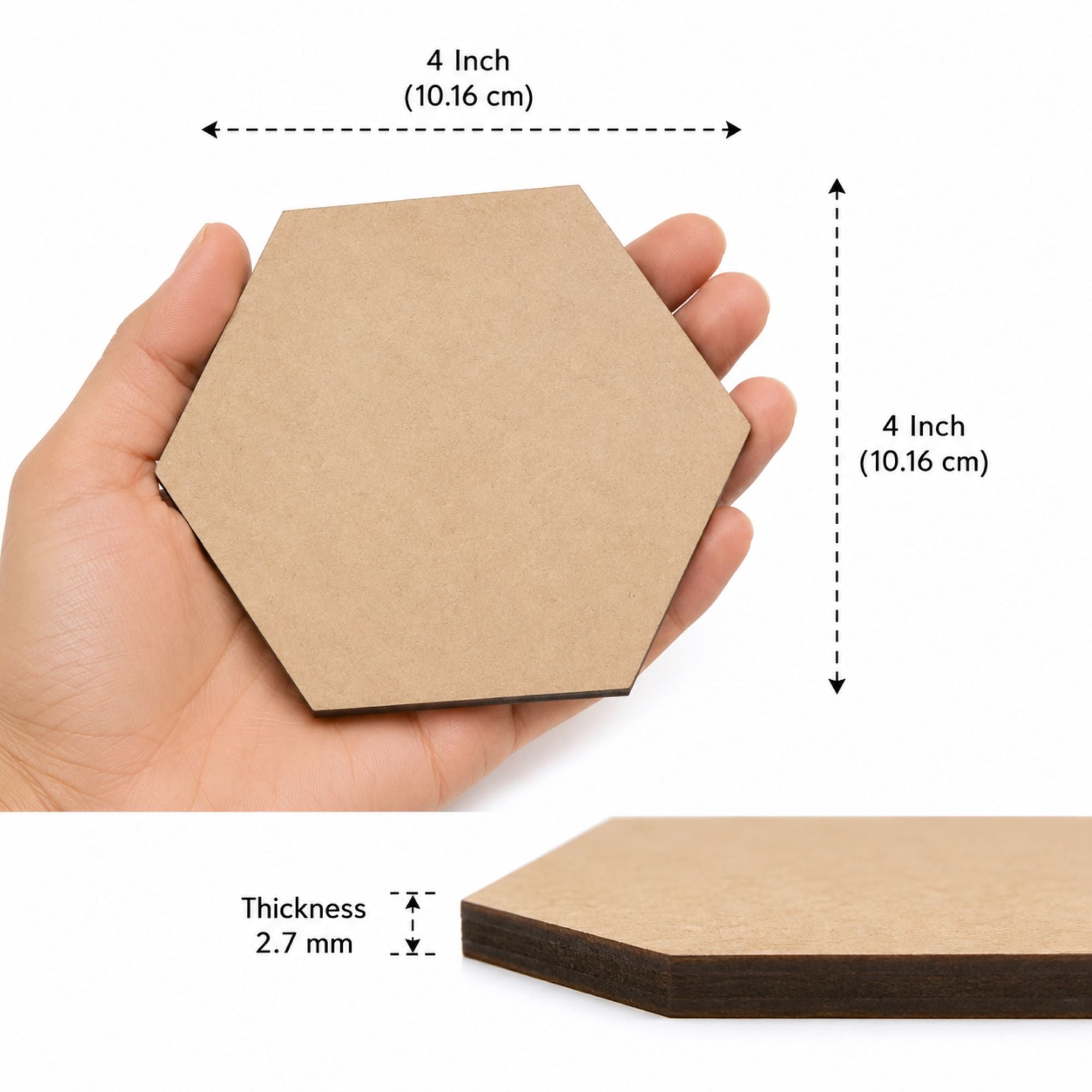laser cut hexagon mdf coasters with holder pack of 6