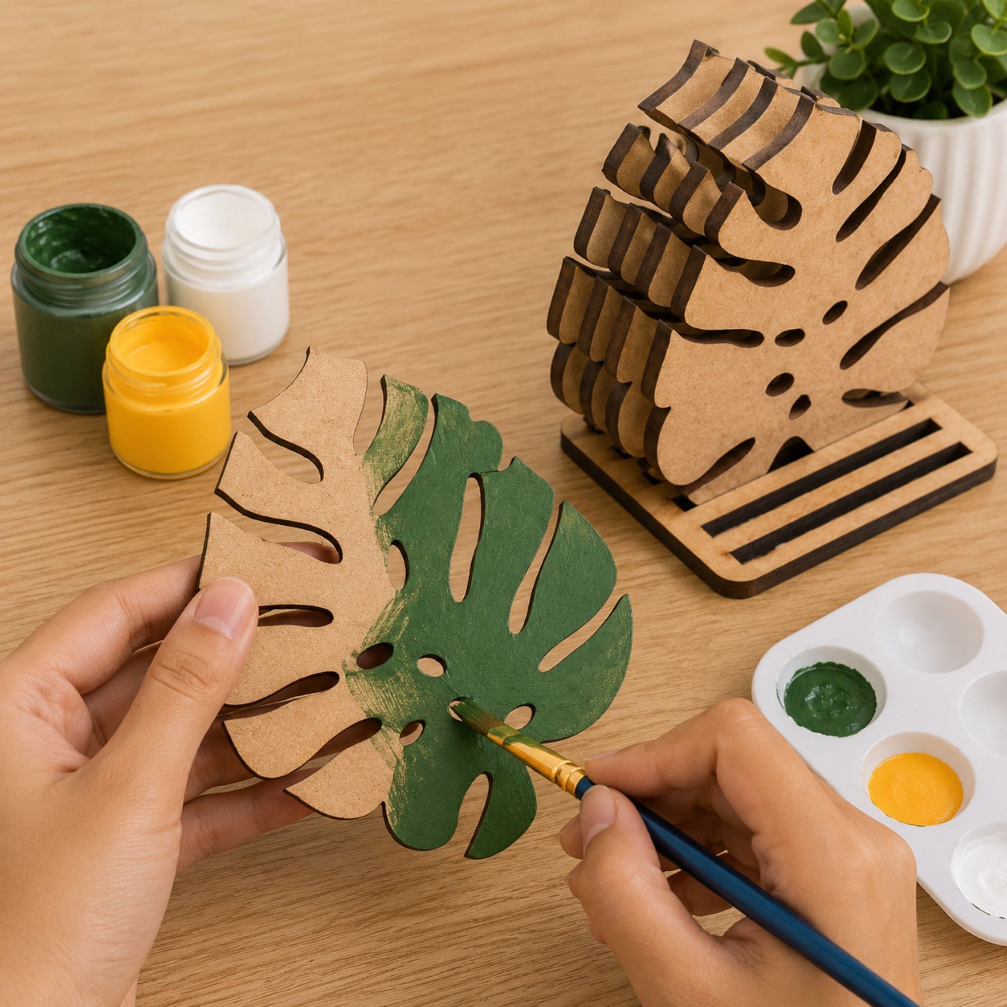 monstera leaf coaster set for resin art projects