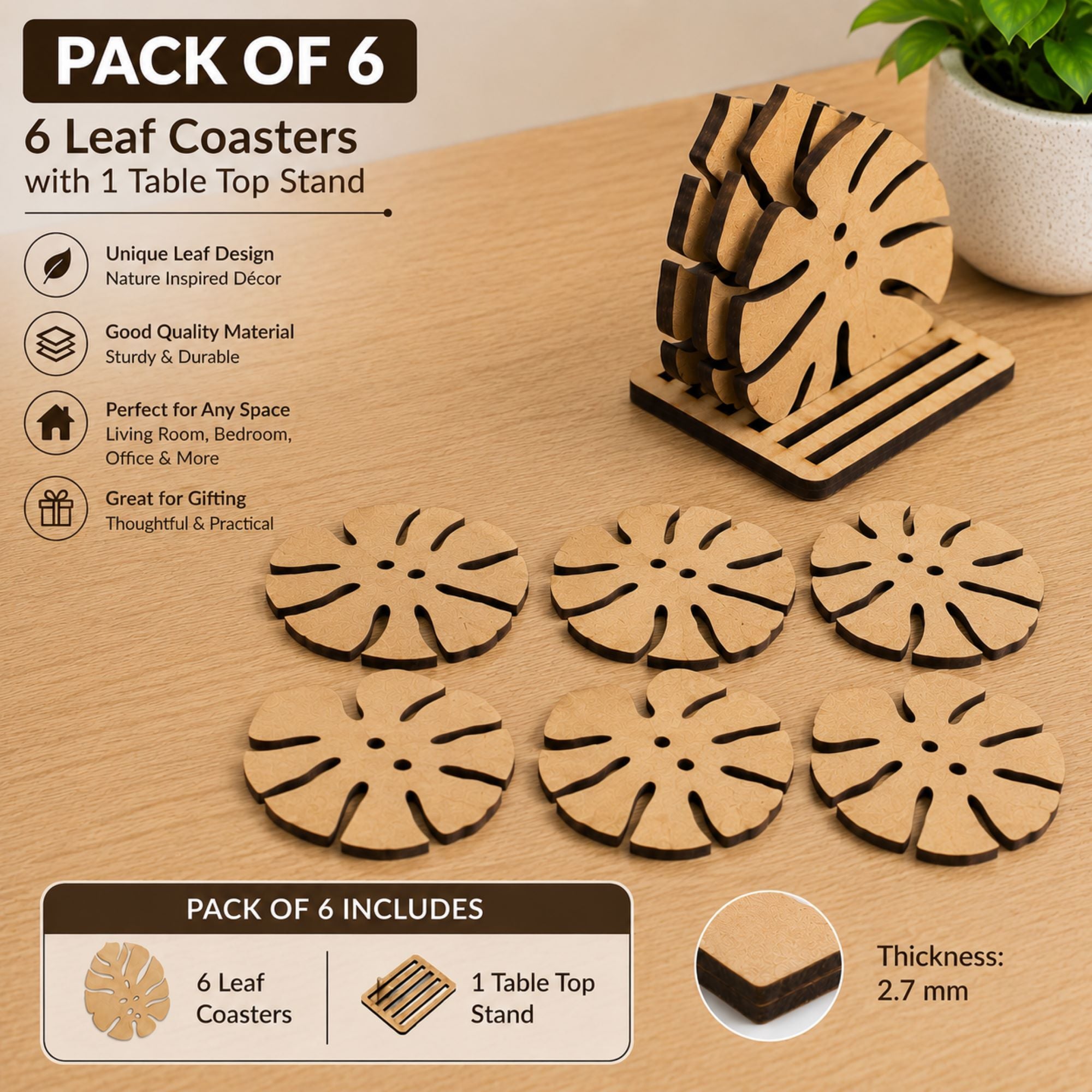 unfinished mdf monstera leaf coasters for decoupage crafts