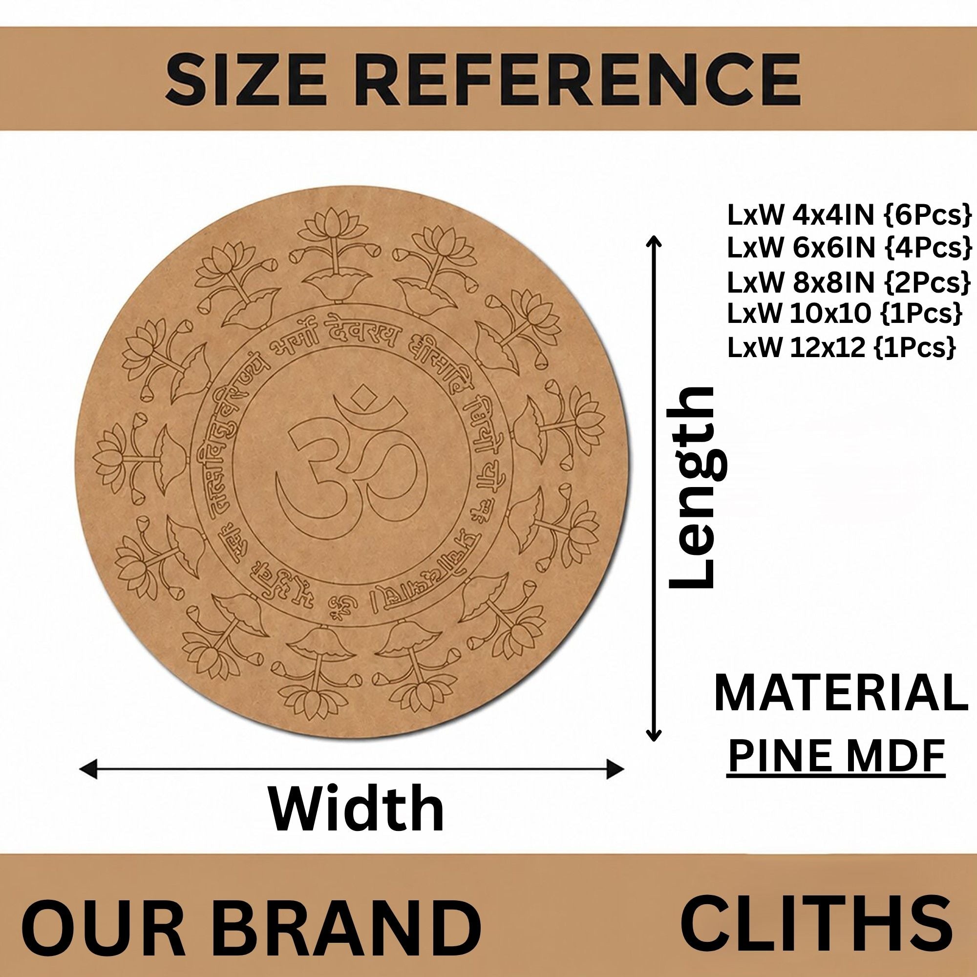 lotus mandala round mdf base for painting and resin