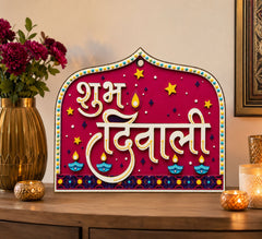 happy diwali wooden craft piece pack of 6