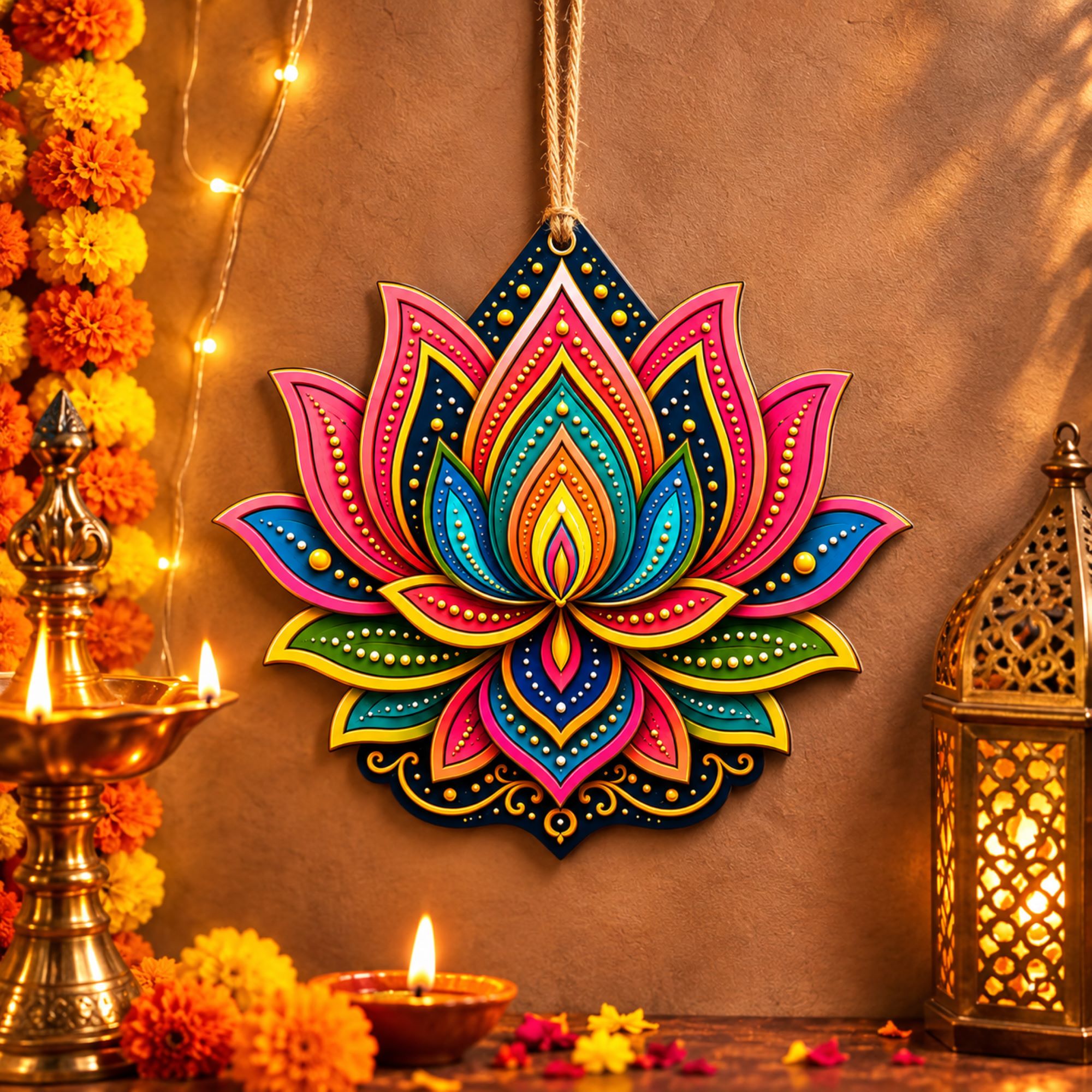 lotus mdf cutout for acrylic painting and decoration