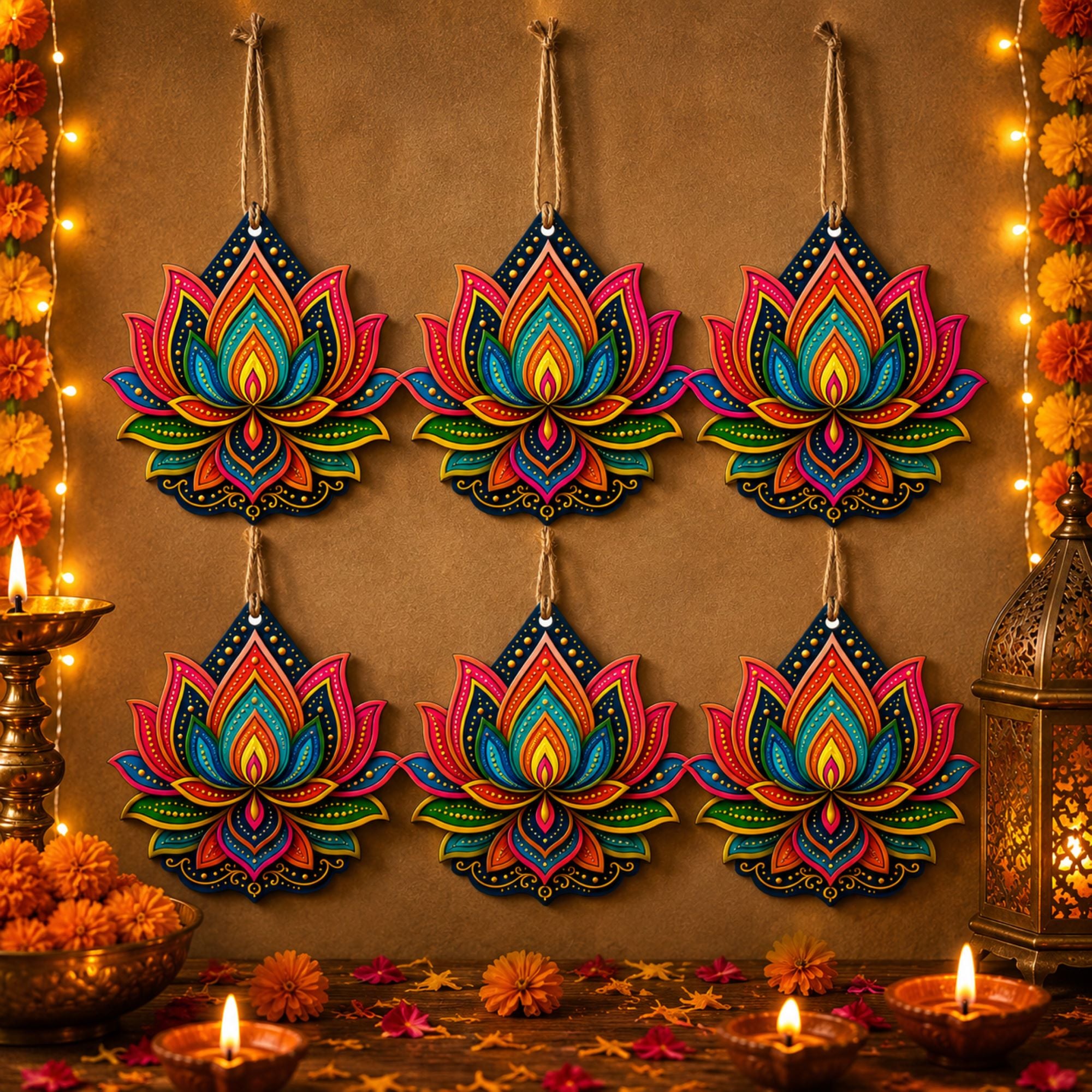 printed lotus mdf cutout for creative diy activities
