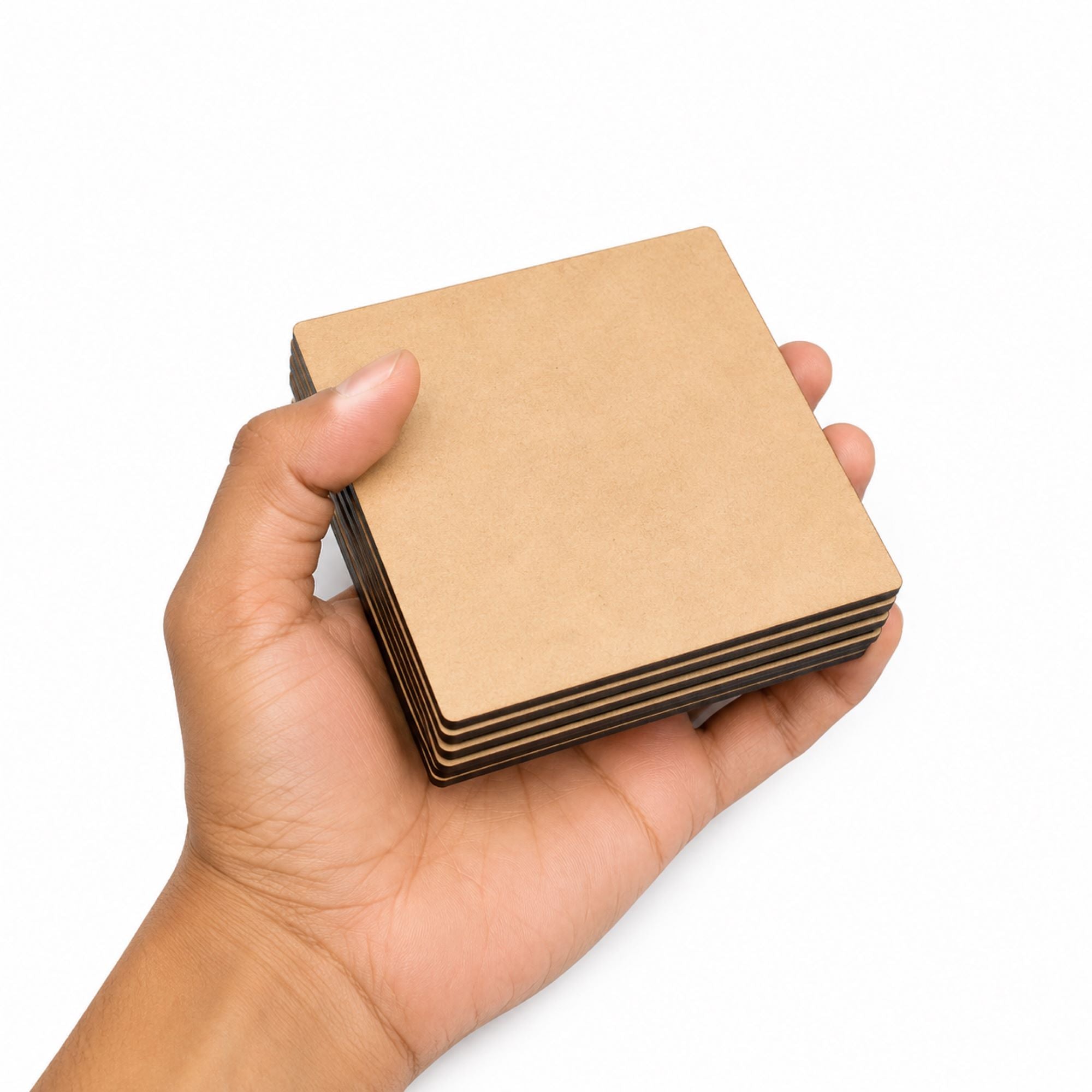 laser cut square mdf coaster set with stand pack of 6