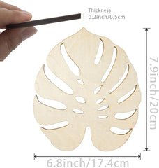 Cliths 6PCS Wooden Turtle Leaf Cutouts Unfinished Tropical Palm Leaf Wood Shapes with Twines DIY Beach, Party, Home & Wedding Decorations Craft Ornaments