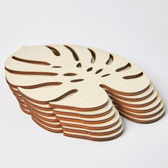 Cliths 6PCS Wooden Turtle Leaf Cutouts Unfinished Tropical Palm Leaf Wood Shapes with Twines DIY Beach, Party, Home & Wedding Decorations Craft Ornaments