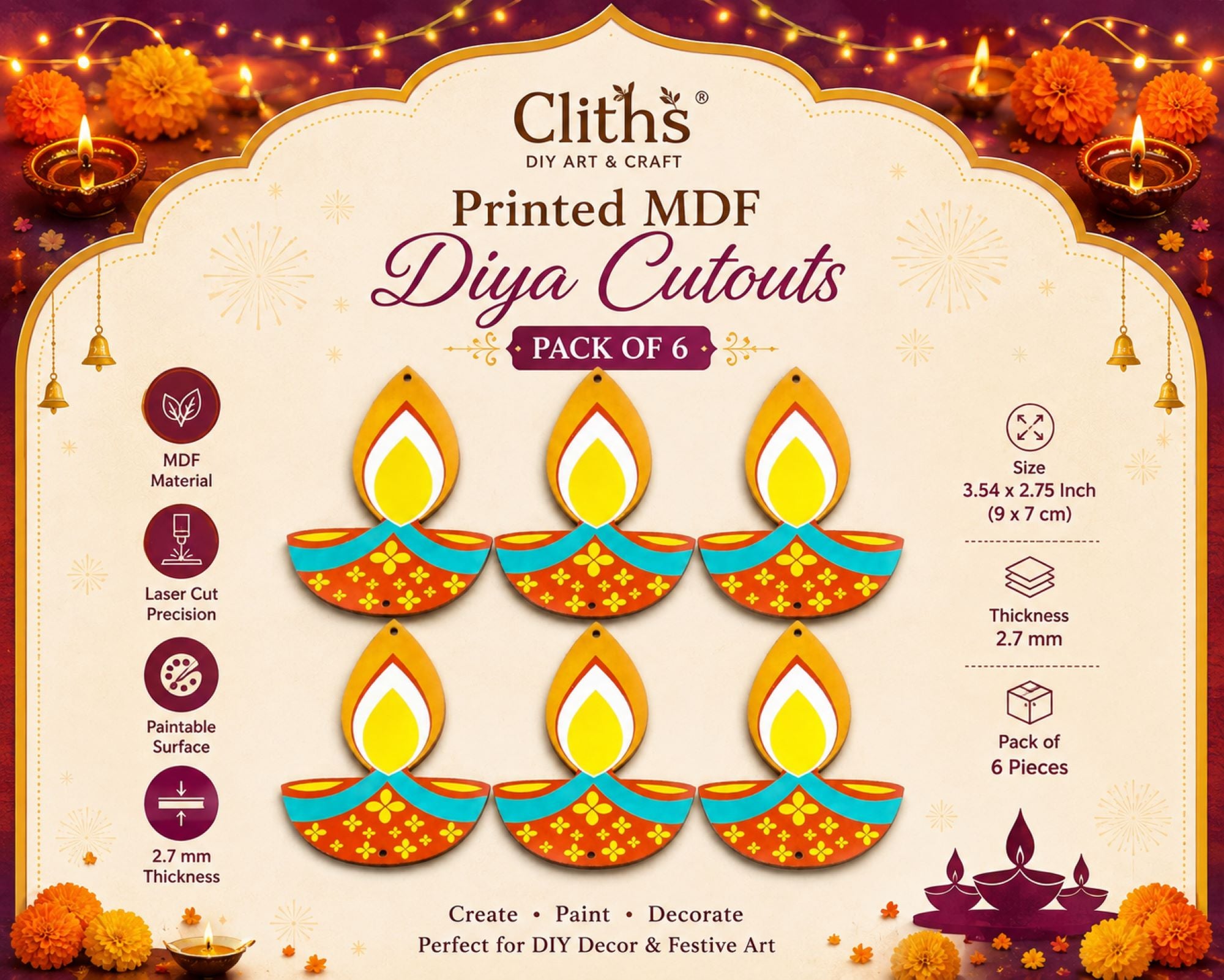 Diya printed cutout
