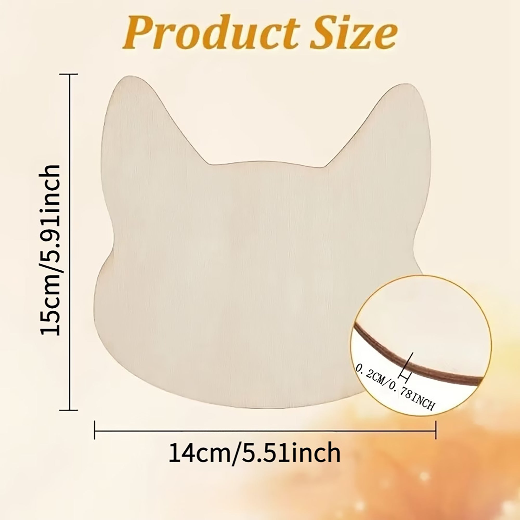 wooden cat head craft base for diy
