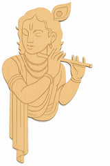 American Elm Lord Krishna Flute MDF Cutouts Pre Marked Wooden Craft for Wall Decor & DIY Painting