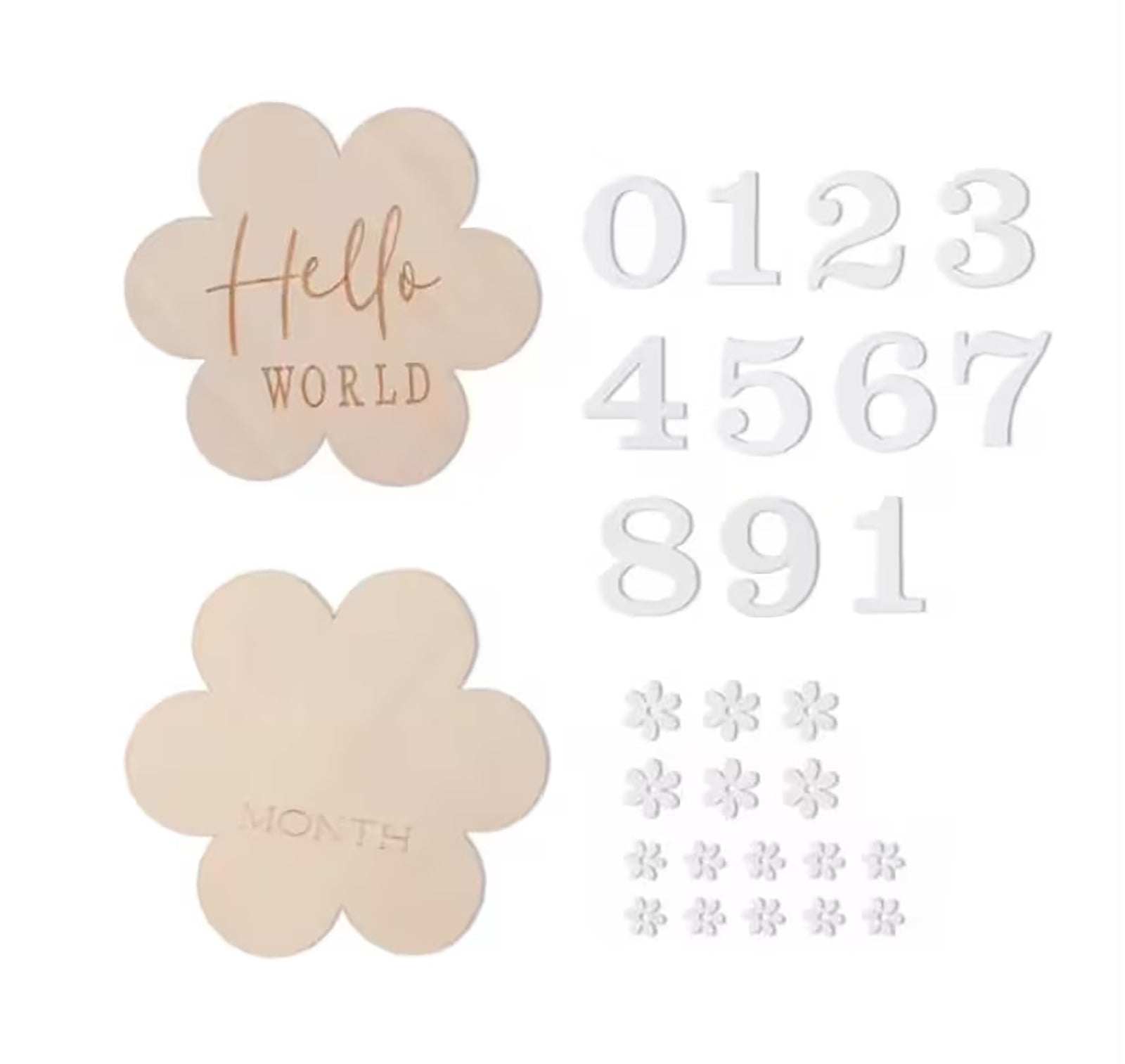 Each baby milestone set includes interchangeable numbers