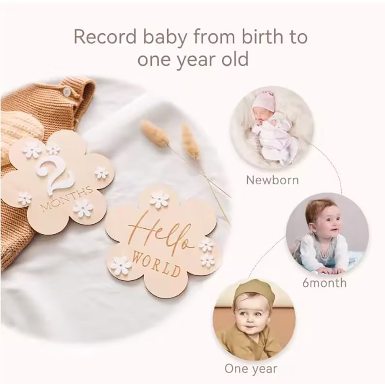 Each baby milestone set includes interchangeable