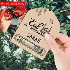 eid mubarak wooden money holder