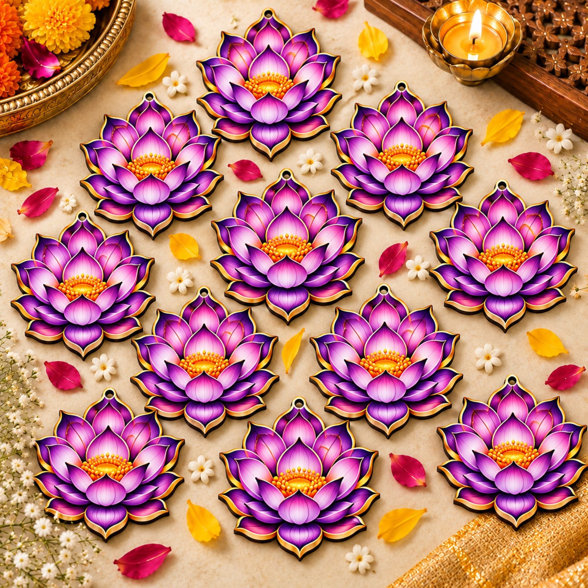 wooden lotus cutout