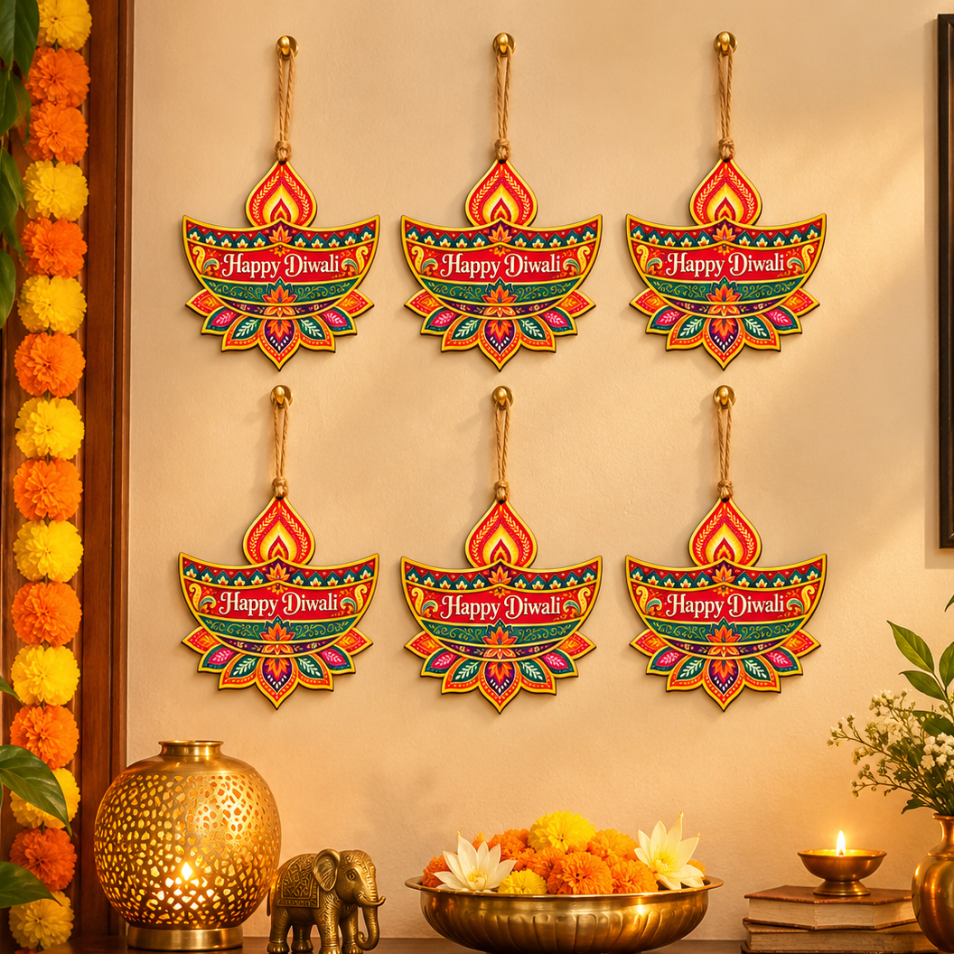 happy diwali wooden cutout