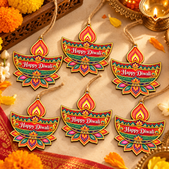 happy diwali diya hanging