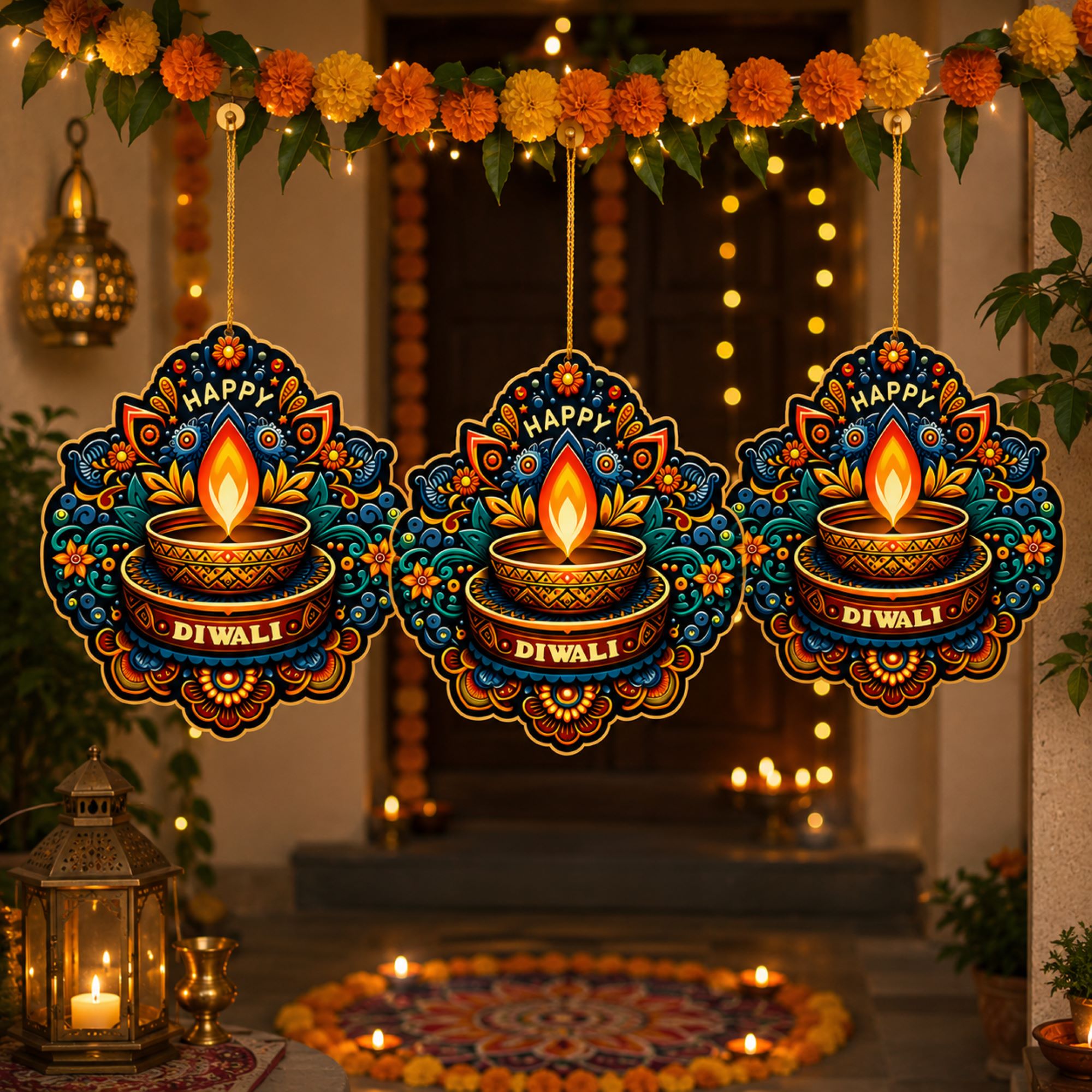 printed diya shape mdf wooden cutouts
