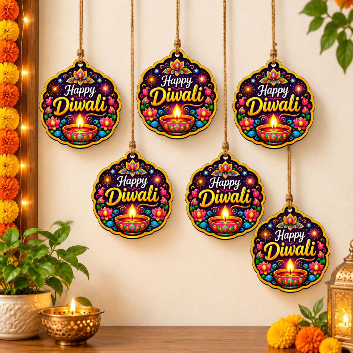 happy diwali wooden