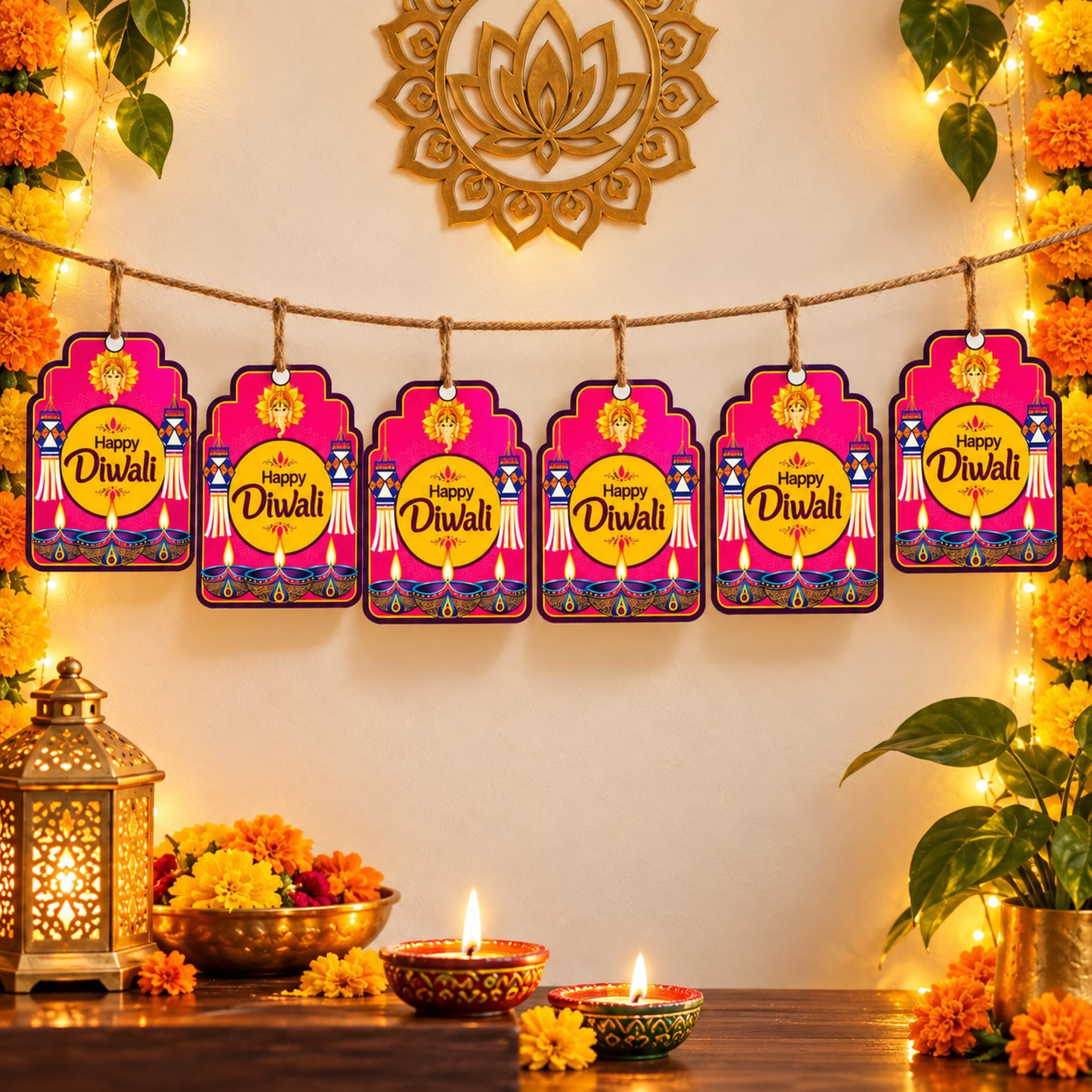 happy diwali wooden