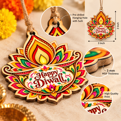 happy diwali wooden printed