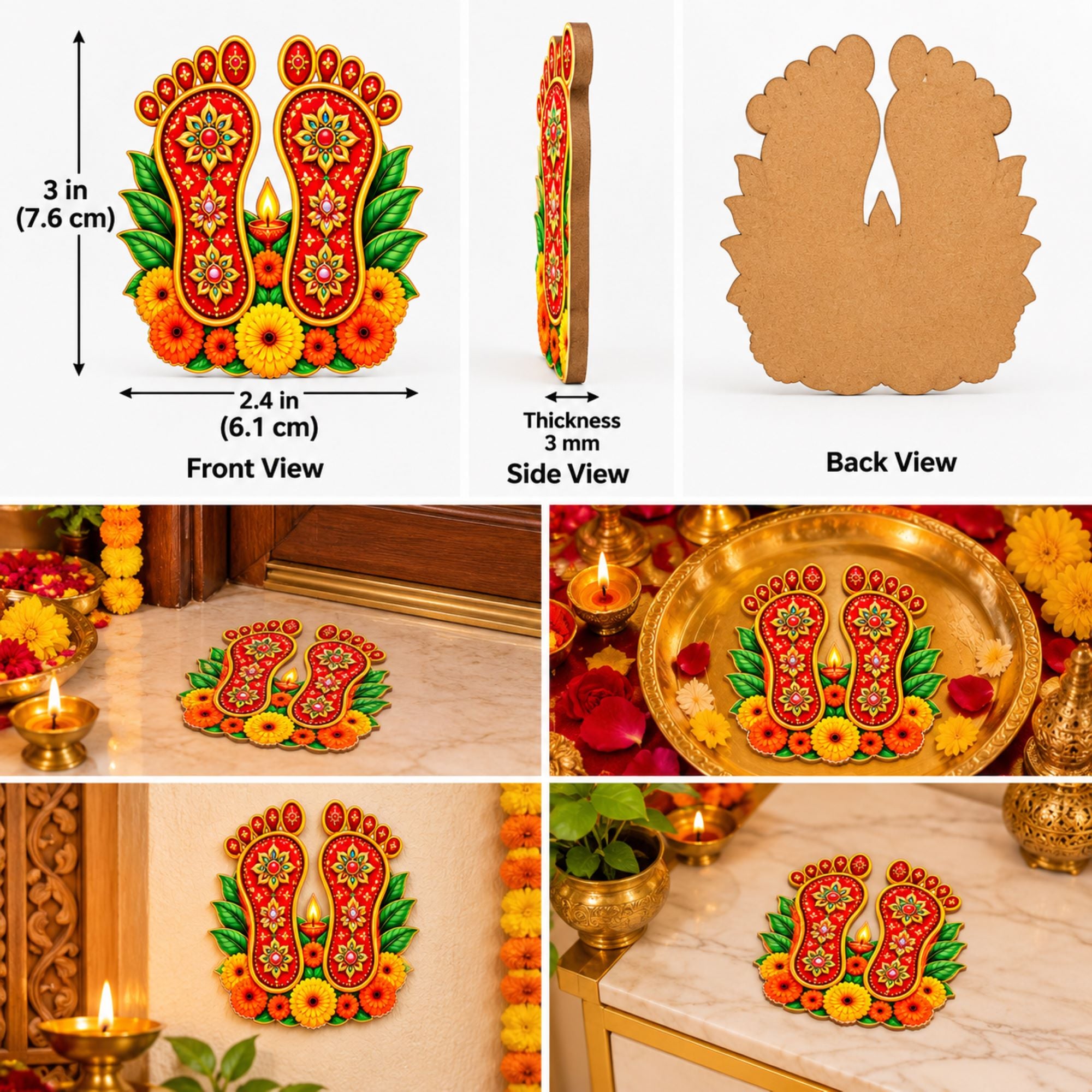 laxmi diya wooden cutout 
