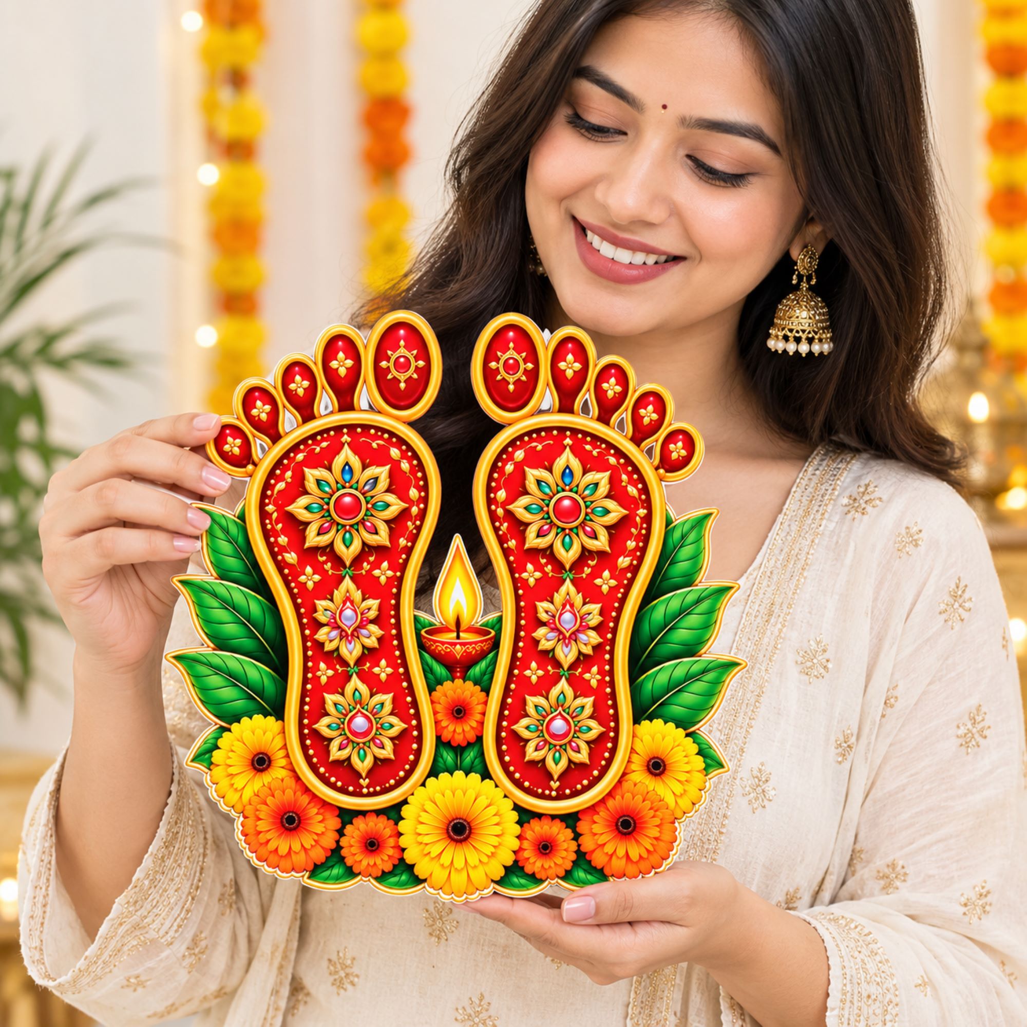 printed laxmi foot diya