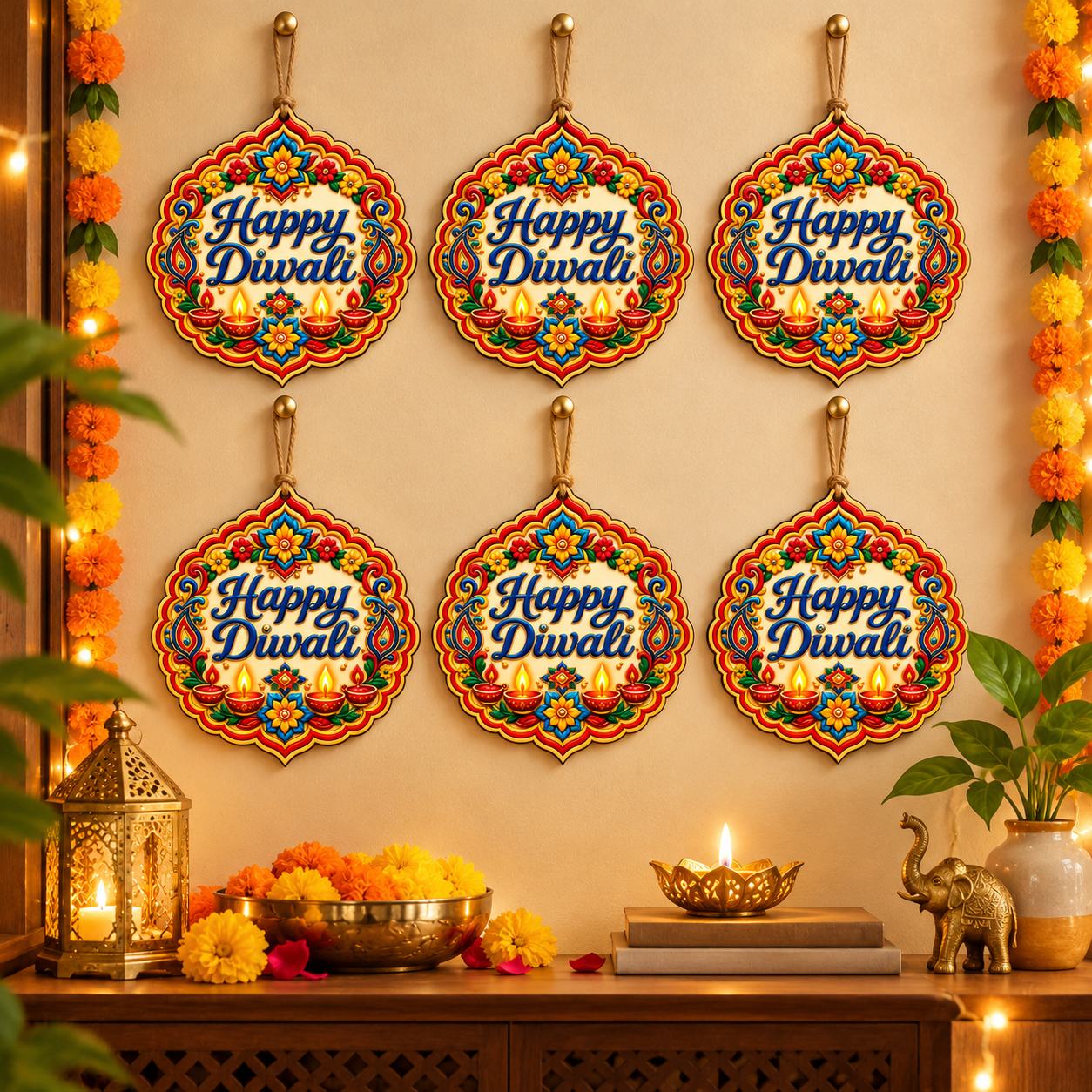 happy diwali wooden cutout

