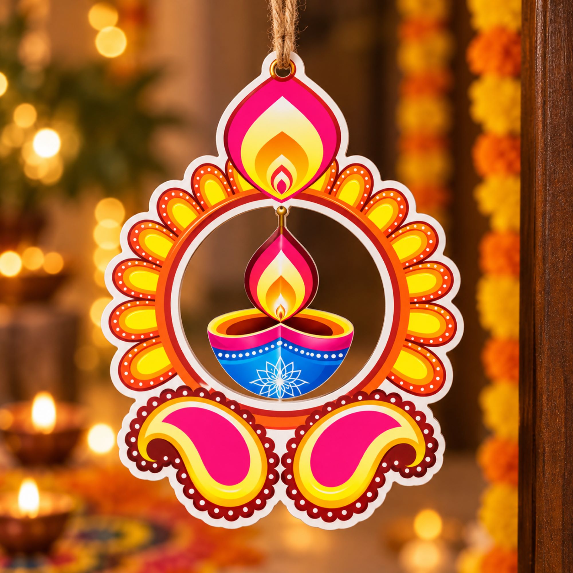 wooden diya cutout
