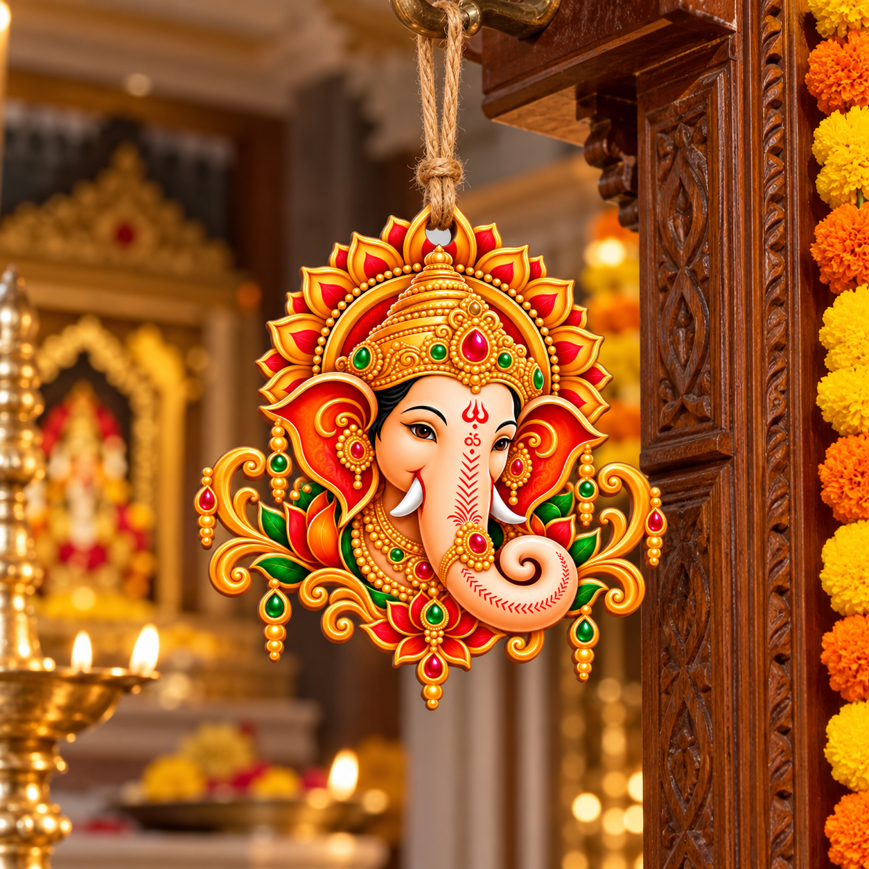 ganesh face wooden cutout