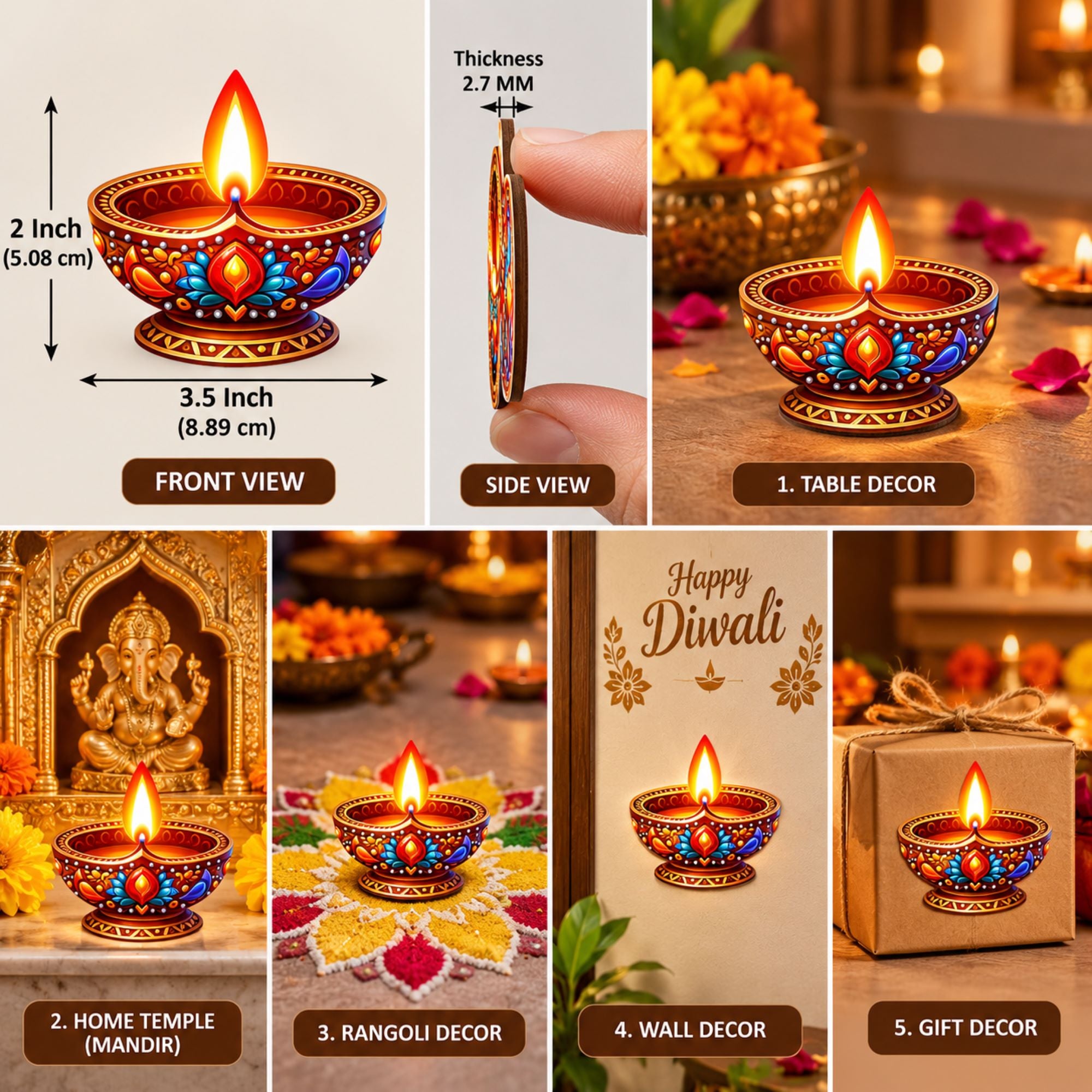 wooden diya craft