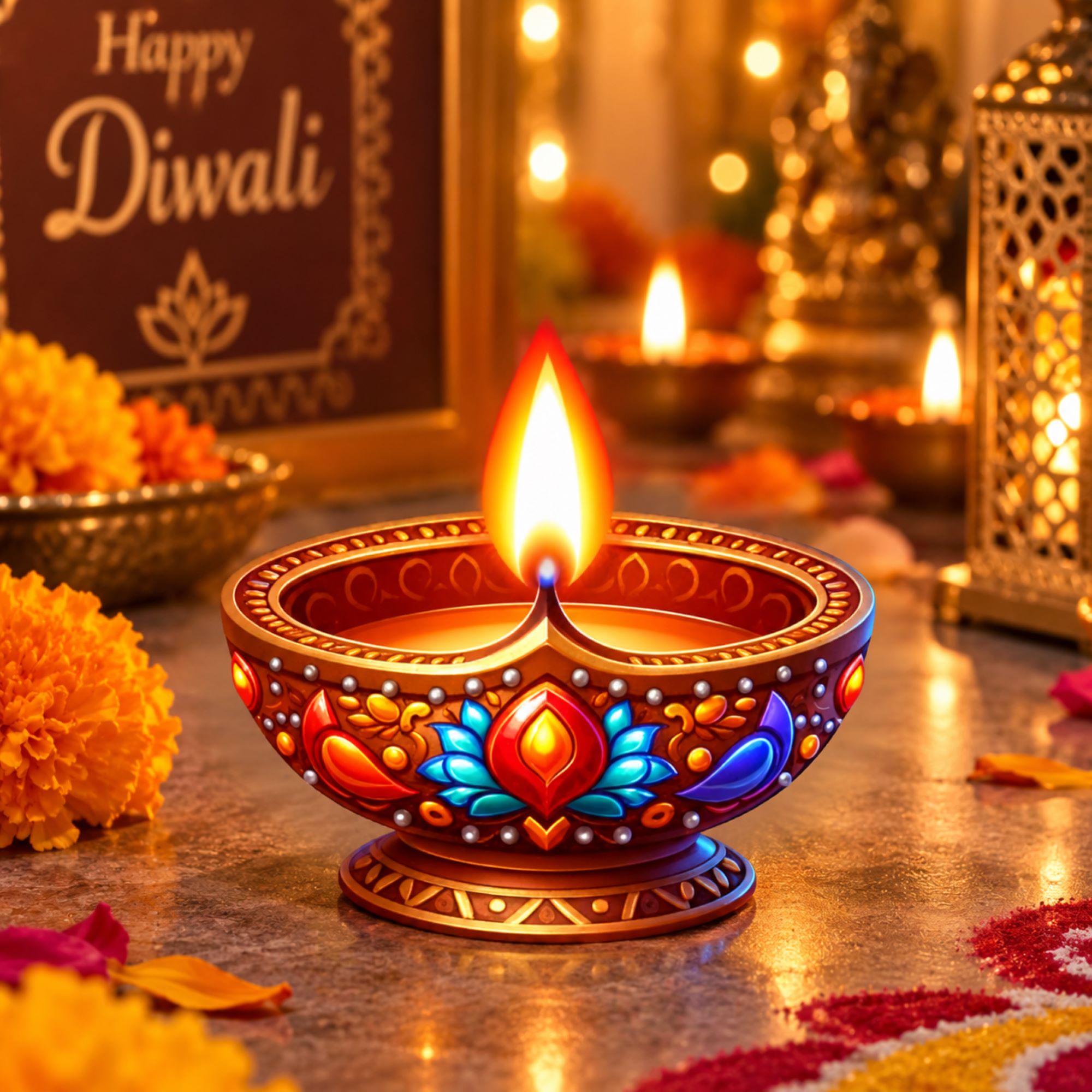printed wooden diya