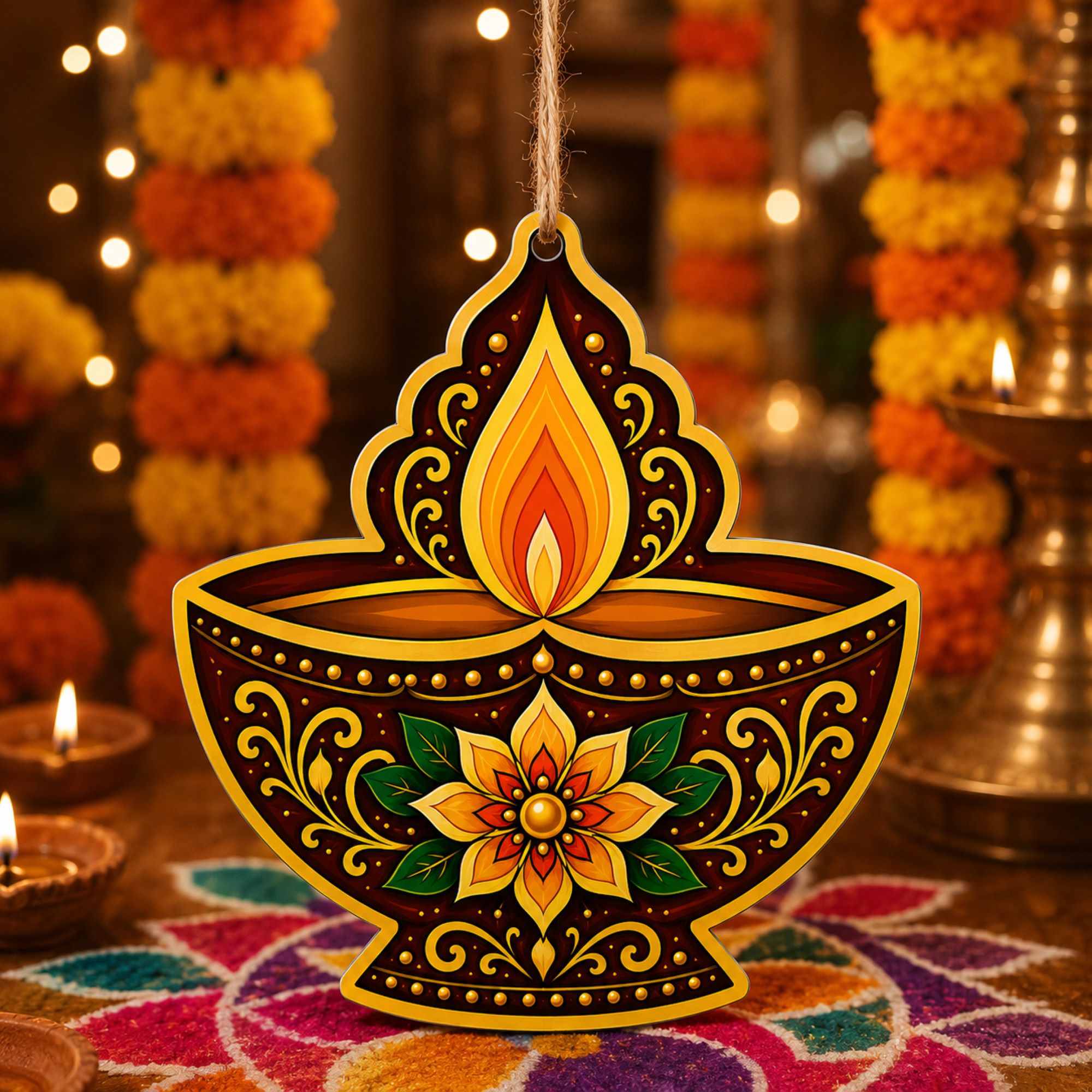 wooden diya cutout