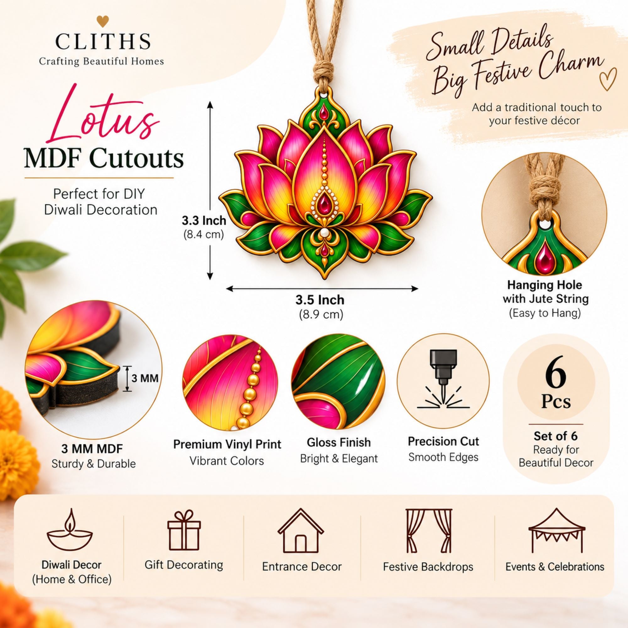 wooden lotus cutout