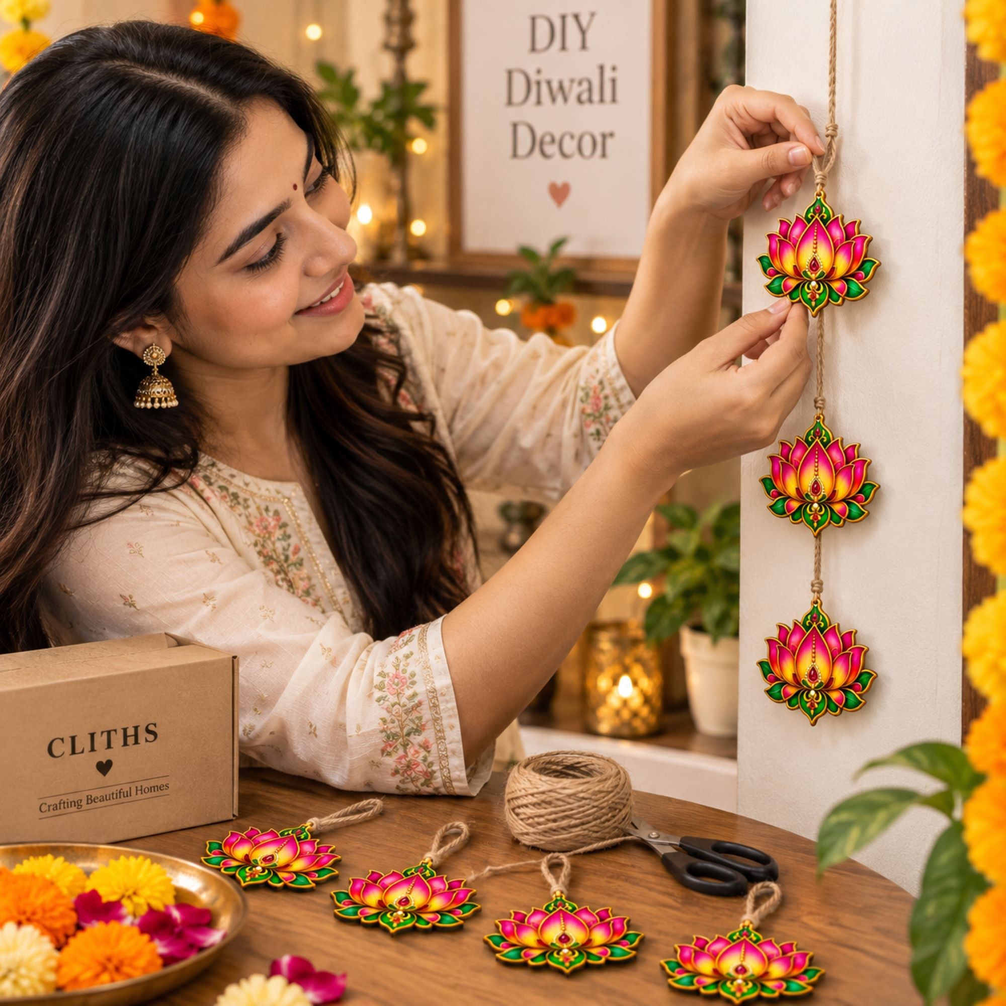 printed wooden lotus