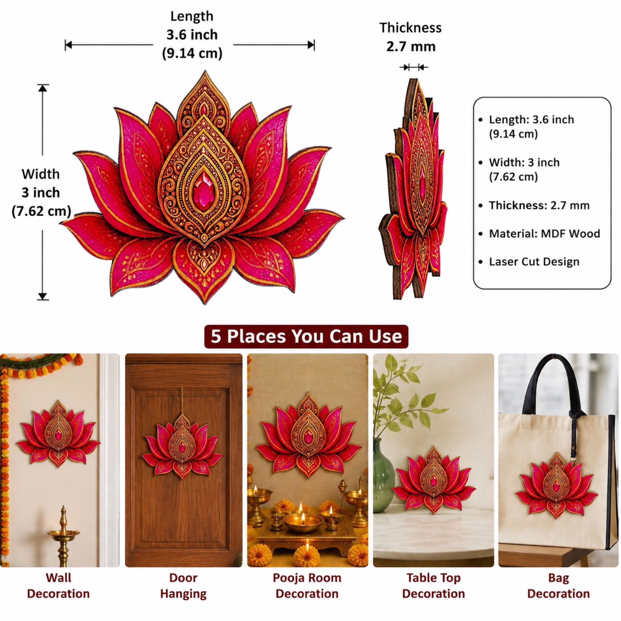 printed lotus wooden cutout for painting