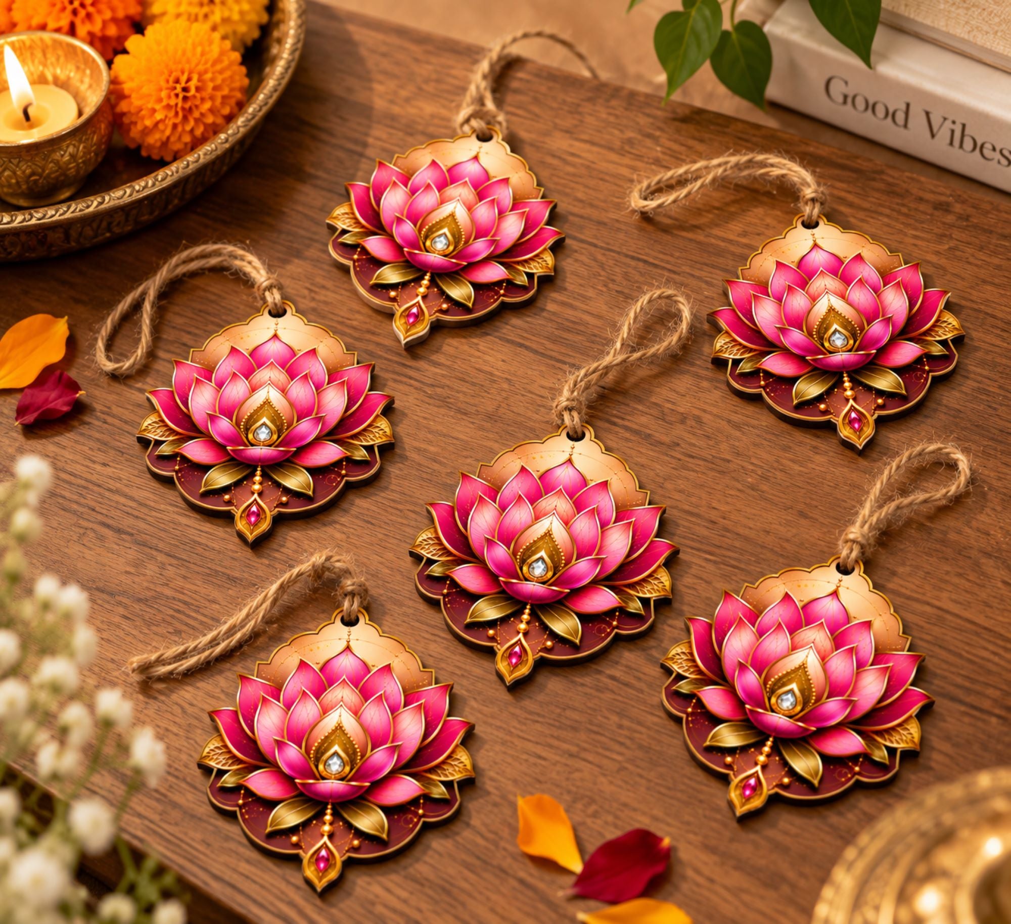 wooden lotus cutout