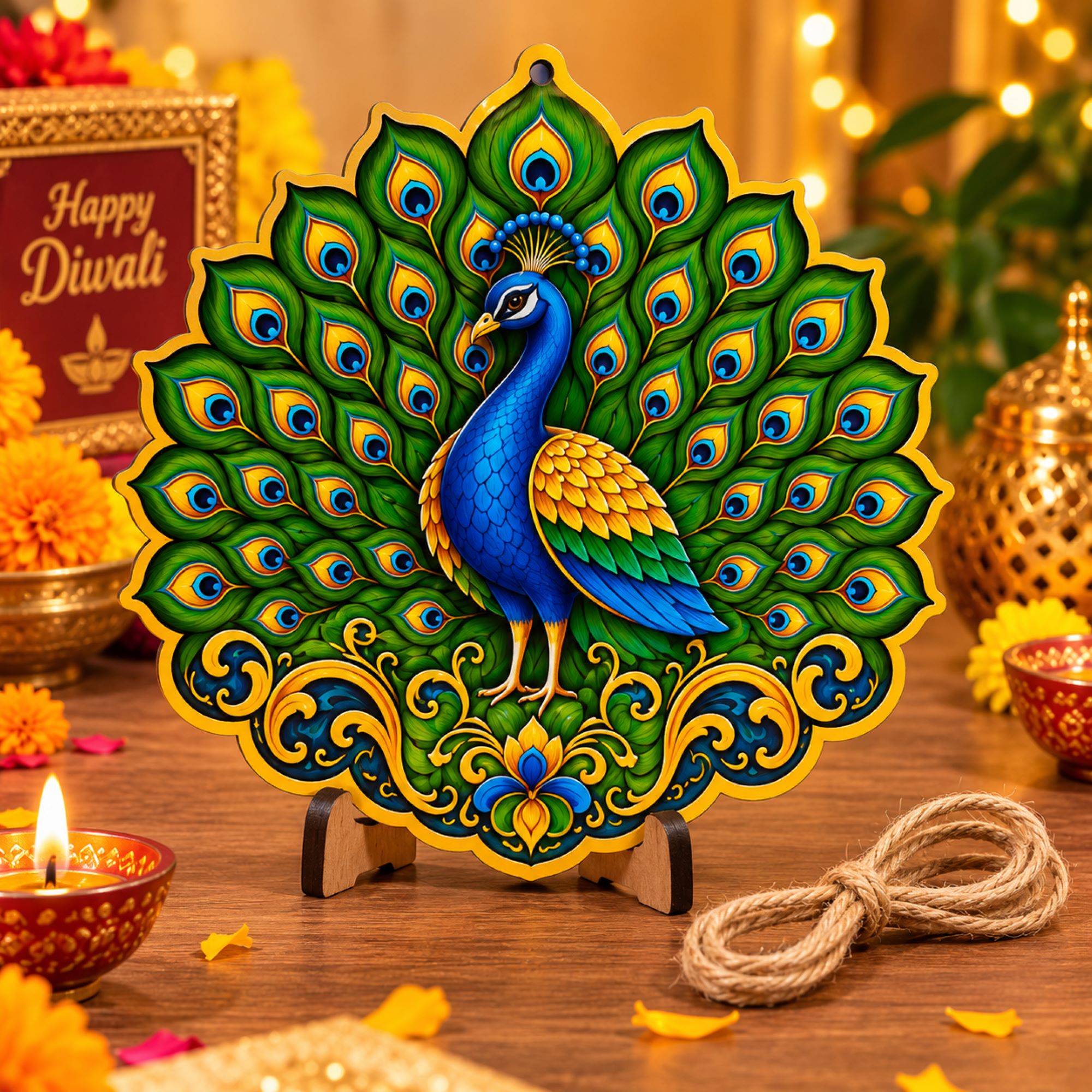 wooden peacock cutout