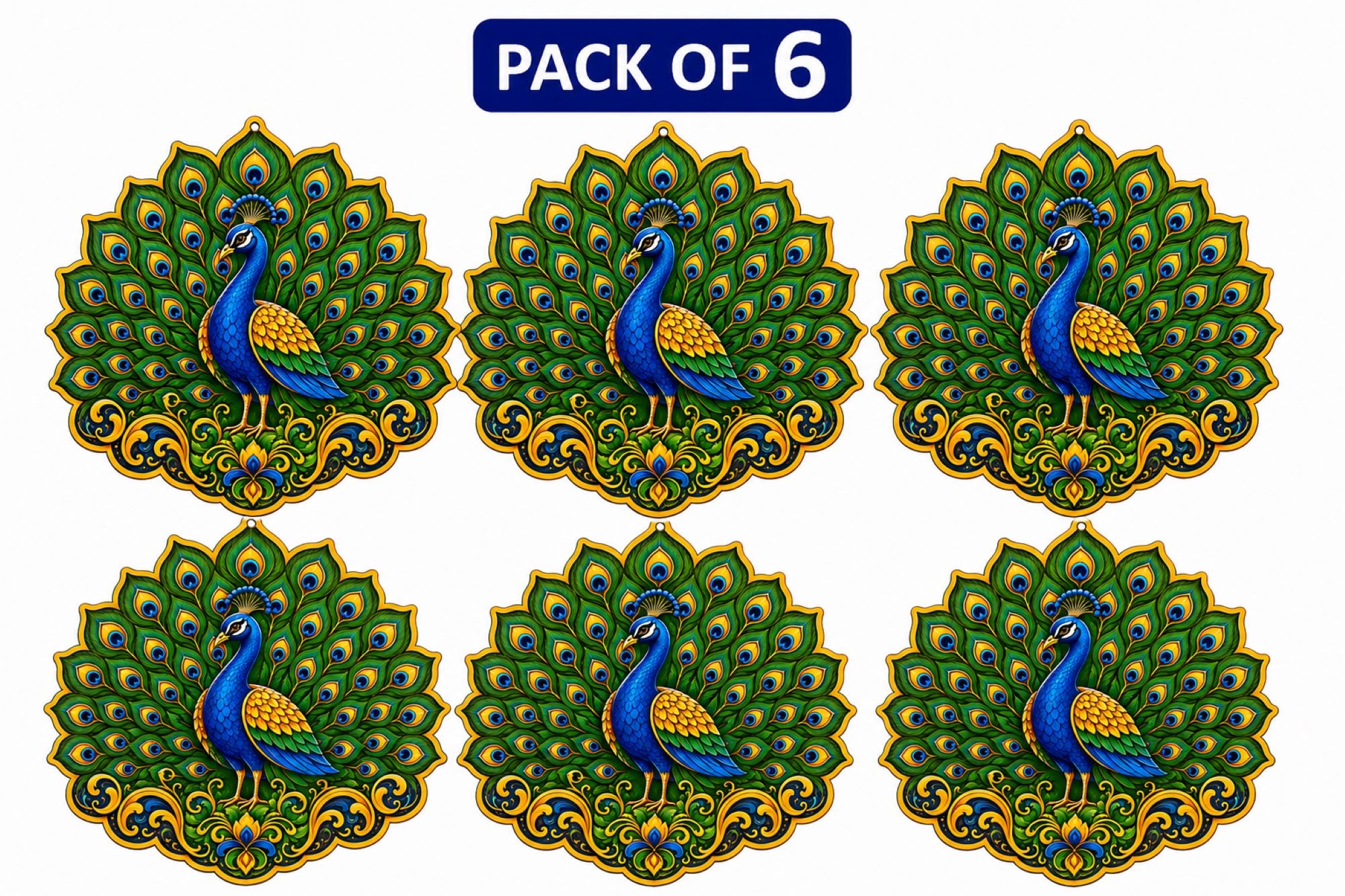 printed wooden peacock