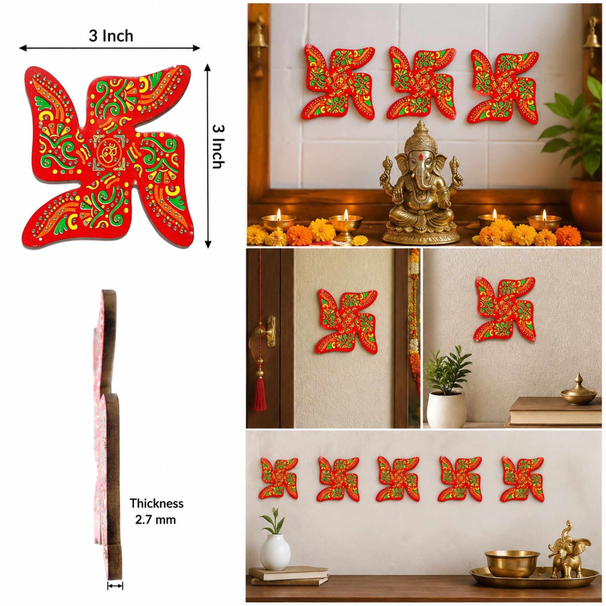 swastik om wooden cutout for diwali decoration
