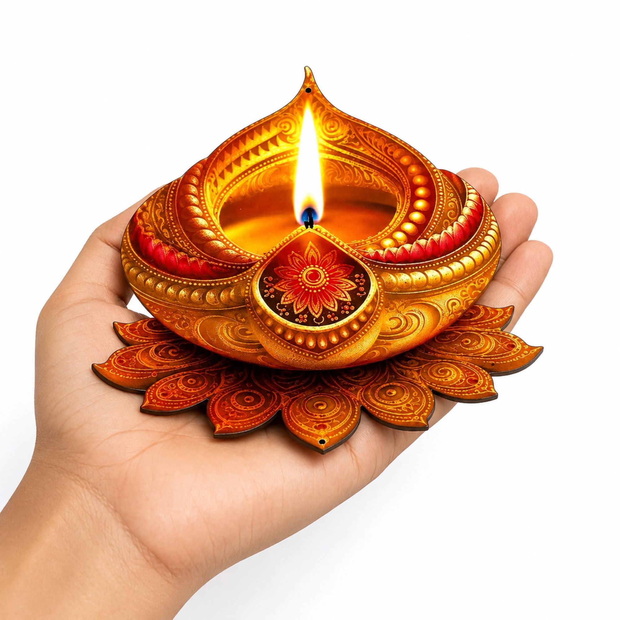 printed wooden diya base for diy art