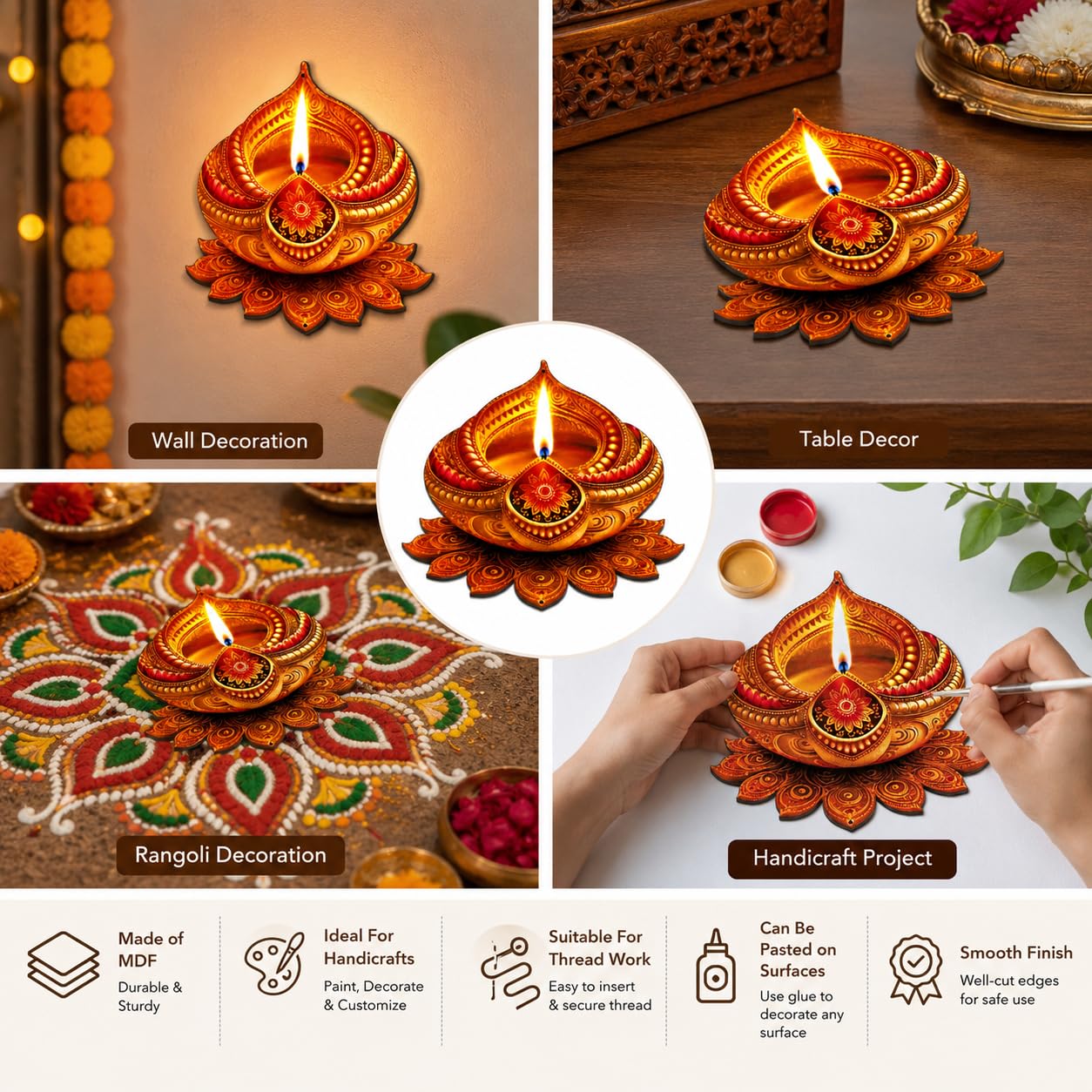 laser cut diya mdf base for craft
